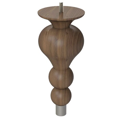 Designs Of Distinction 9" Tipt Toe Bun Foot with bolt and 1" Brushed Aluminum Ferrule - Walnut 01242009WLBA6